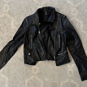 Windsor Black Leather Biker Jacket